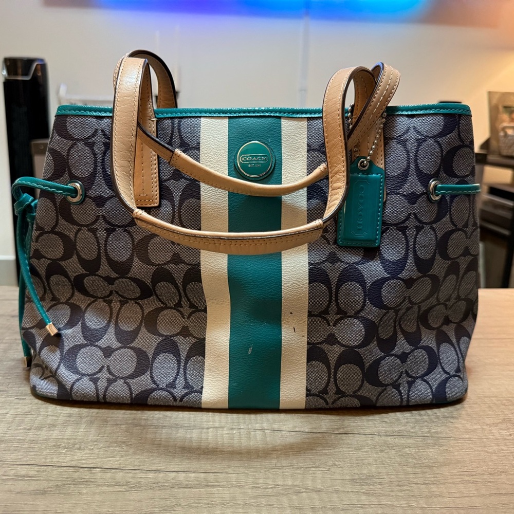 Coach Signature Stripe Carryall Tote Bag F22908